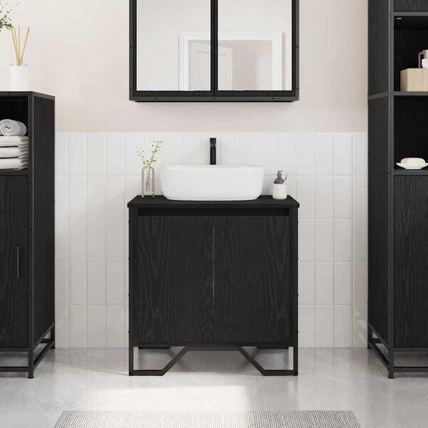 vidaXL Bathroom Sink Cabinet Black Oak 60 x 35 x 60 cm Engineered wood