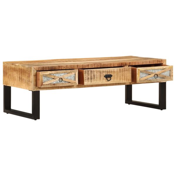vidaXL Coffee Table Natural wood, Black Solid mango wood, Galvanized steel