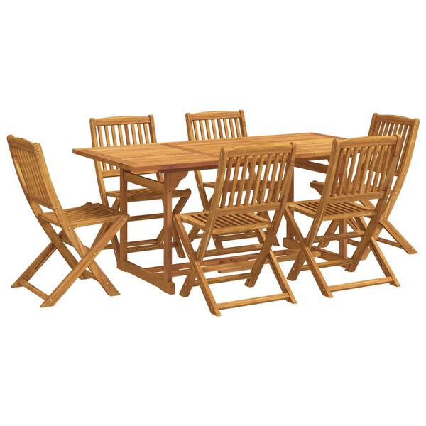 vidaXL Garden Dining Set Natural wood Solid acacia wood Large Foldable