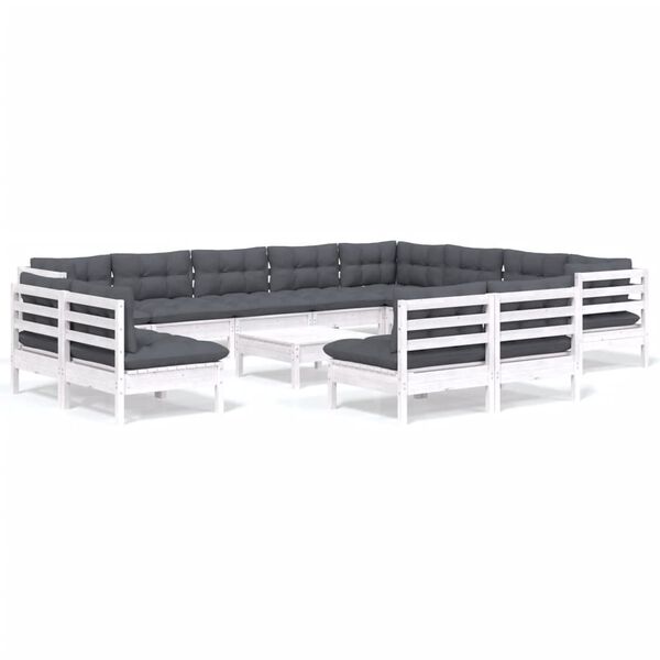 vidaXL Garden Lounge Set White, Anthracite