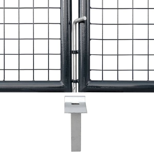 vidaXL Mesh Garden Gate Galvanised Steel 157.5x68.9" Grey