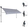 vidaXL Retractable Awning Blue and white Polyester with PU coating, Steel