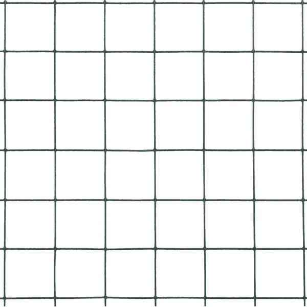 vidaXL Chicken Wire Fence Steel with PVC Coating 32.8x1.6' Green