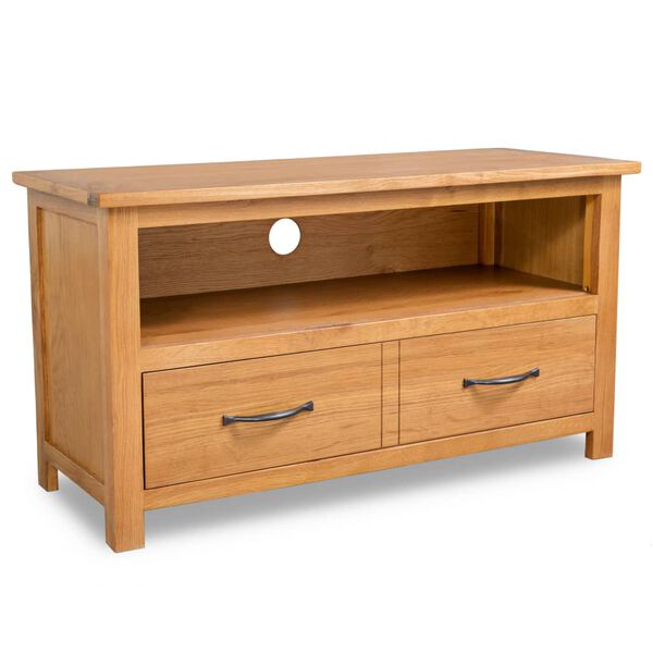 vidaXL TV Cabinet Brown Solid oak wood, oak veneered MDF TV Cabinet