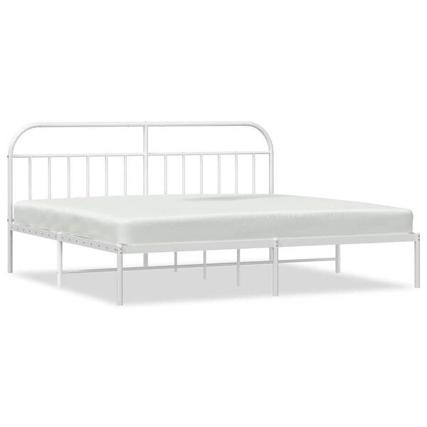 vidaXL Bed Frame White Powder-coated steel 76 x 80 in Bed Frame
