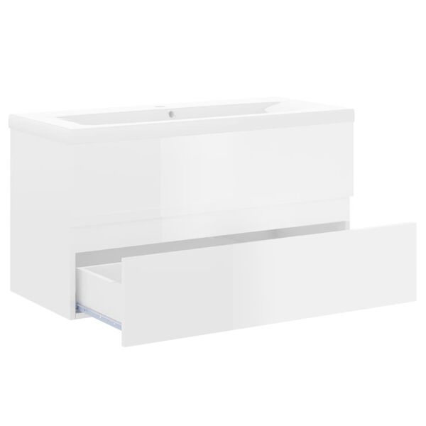 vidaXL Sink Cabinet With Basin High gloss white Engineered wood, Ceramic
