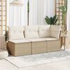 vidaXL Garden Sofa Beige Poly Rattan, Powder-Coated Steel, Polyester
