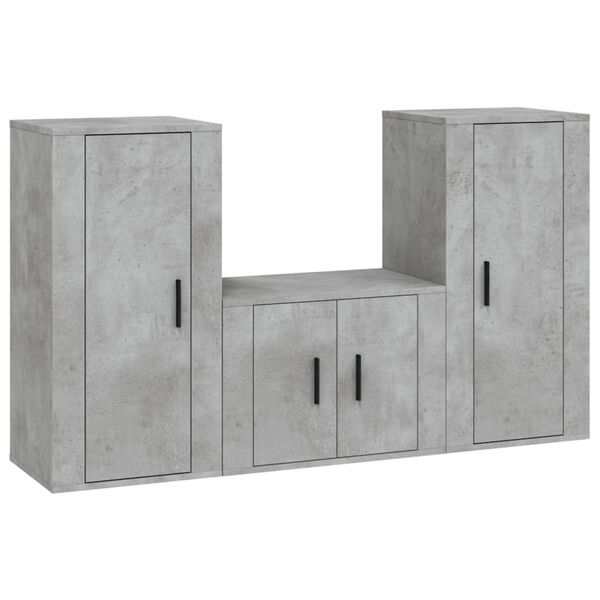 vidaXL TV Cabinet Set Set of 3 Concrete grey Engineered wood Medium