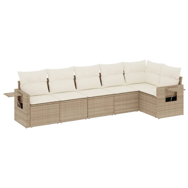 vidaXL Garden Sofa Set Beige PE Rattan Large Adjustable Feet