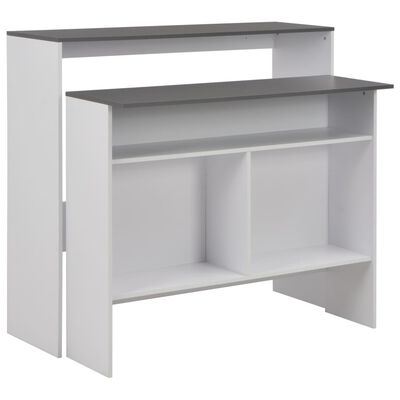 vidaXL Bar Table with 2 Table Tops White and gray 51.18"x15.75"x47.24"