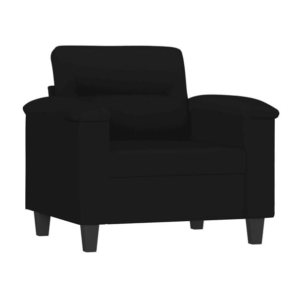 vidaXL Sofa Chair With Footstool Black Microfiber Single Sofa Chair