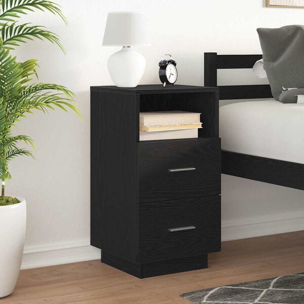 vidaXL Bedside Cabinet Black Engineered wood Small Bedside Cabinet