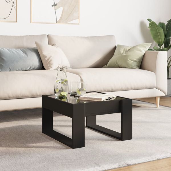 vidaXL Coffee Table Black Engineered wood, Glass