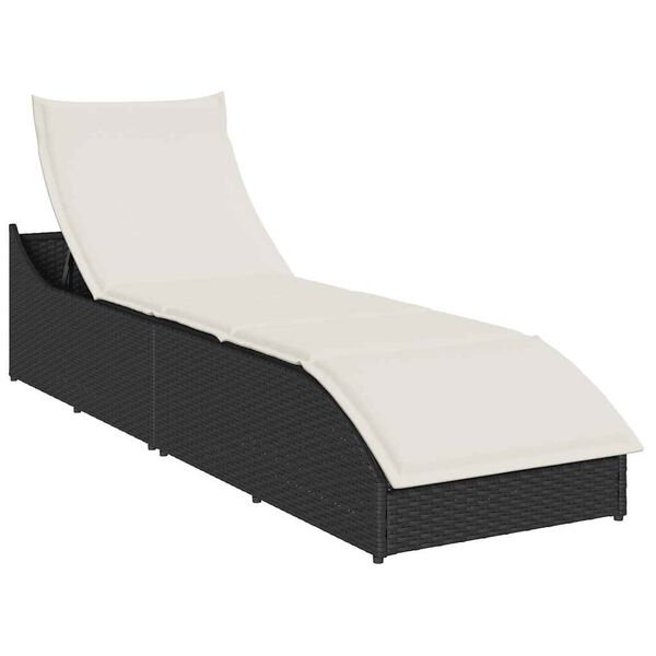 vidaXL Folding Sun Lounger Black and cream white