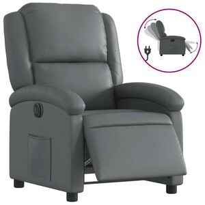 vidaXL Electric Recliner Chair Gray Faux leather, wood, metal Standard