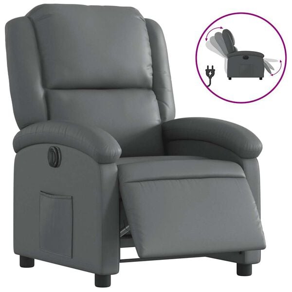 vidaXL Electric Recliner Chair Gray Faux leather, wood, metal Standard