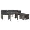 vidaXL Patio Dining Set Set of 4 Grey PE rattan Large Patio Dining Set