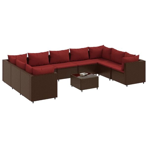 vidaXL Patio Lounge Set Brown PE Rattan Large Modular Patio Lounge Set
