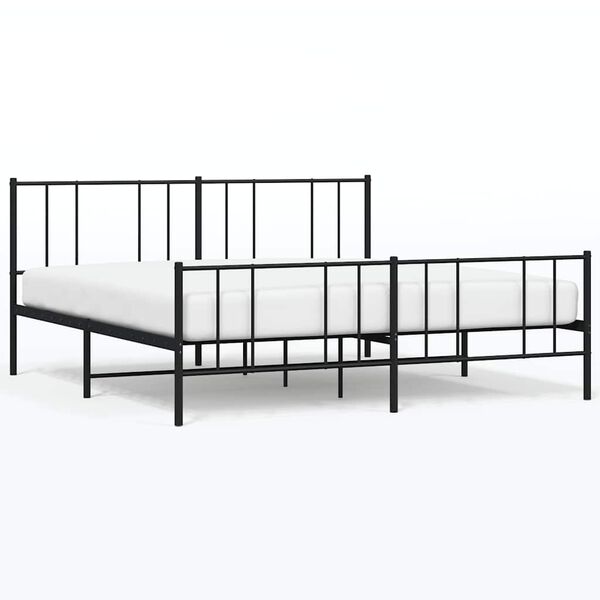 vidaXL Bed Frame Black Powder-Coated Steel 72 x 84 in Bed Frame