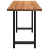 vidaXL Dining Table Light brown, Black Solid oak wood, Powder-coated steel