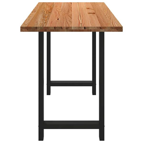 vidaXL Dining Table Light brown, Black Solid oak wood, Powder-coated steel