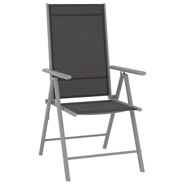 vidaXL Garden Lounge Set Black and Silver Aluminum, Textilene Medium