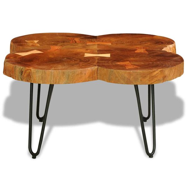 vidaXL Coffee Table Brown Solid Acacia wood, powder-coated iron Small