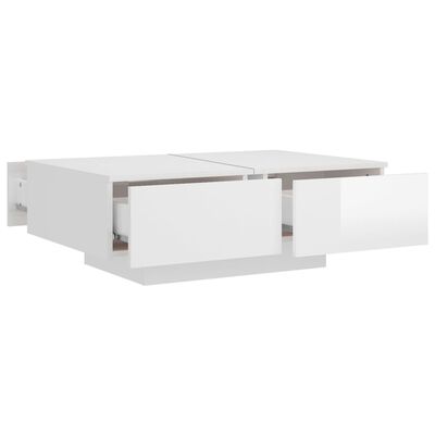 vidaXL Coffee Table High Gloss White 35.4"x23.6"x12.2" Engineered Wood