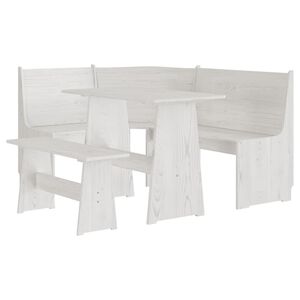 vidaXL Dining Set White Solid pinewood Seats Many 3-Piece Dining Set