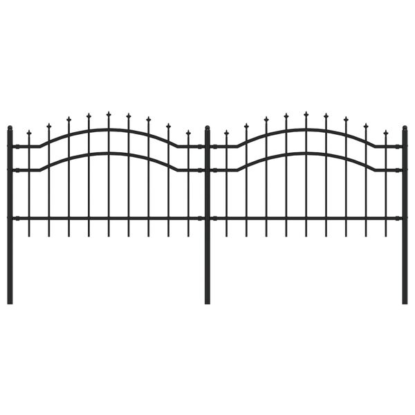vidaXL Garden Fence with Spear Top Black 94.5x29.5" Powder-coated Steel