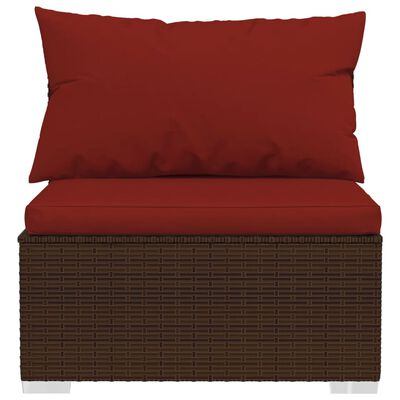 vidaXL Patio Furniture Set 2 Piece with Cushions Poly Rattan Brown