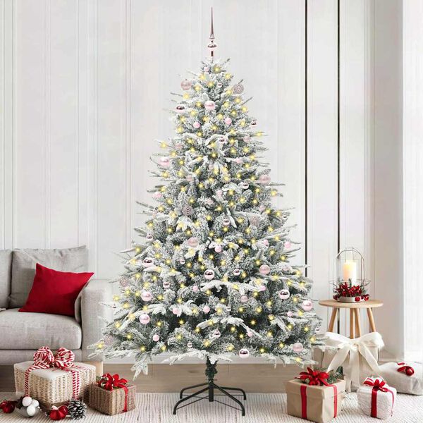 vidaXL Artificial Pre-lit Christmas Tree with Ball Set Green 94.49 in