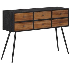vidaXL Console Table Teak, Black Solid reclaimed teak, iron