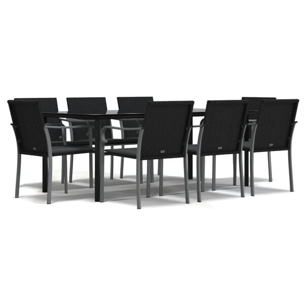 vidaXL Garden Dining Set Black, Dark Grey
