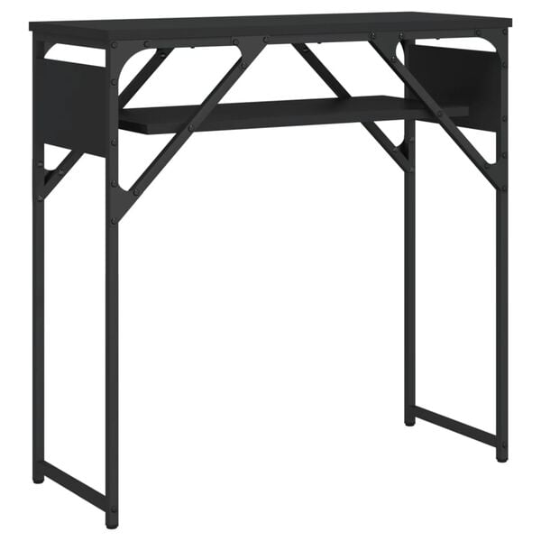 vidaXL Console Table Black Engineered wood, metal 29.5x11.8x29.5 in