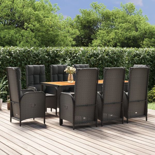 vidaXL Garden Dining Set Black