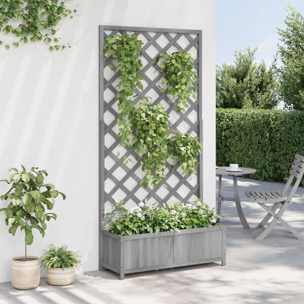 vidaXL Planter Grey Solid fir wood Large Planters Planter