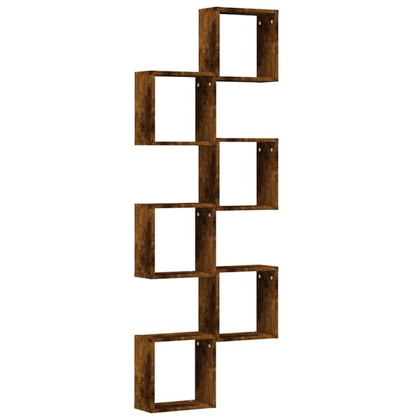 vidaXL Wall Cube Shelf Set of 6 Smoked Oak Engineered Wood Medium