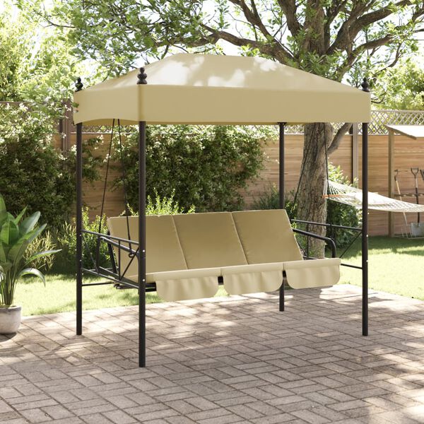 vidaXL Garden Swing Bench Sand Powder-coated steel, Polyester Standard