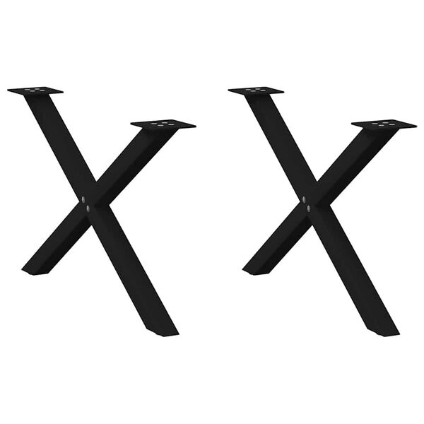 vidaXL Coffee Table Leg Set of 2 Black Powder-coated steel Medium