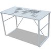 vidaXL Desk White Tempered glass, Iron 47.2 x 23.6 x 29.5 in Pattern