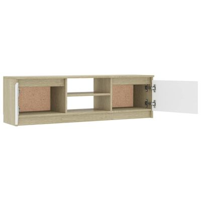 vidaXL TV Stand White and Sonoma Oak 47.2"x11.8"x14" Engineered Wood