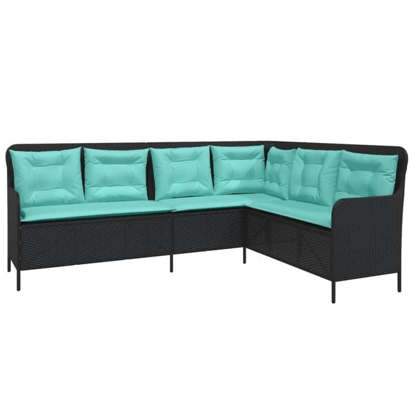 vidaXL Patio Sofa Black, Turquoise