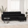 vidaXL 3-Seater Sofa with Footstool Black 70.9" Microfiber Fabric