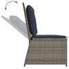 vidaXL Reclining Patio Bench Grey poly rattan, Navy blue cushions