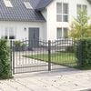 vidaXL Fence Gate with Spear Top Black 120.1"x 49.2" Powder-coated Steel