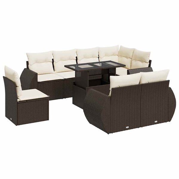 vidaXL Garden Sofa Set Brown, Cream White