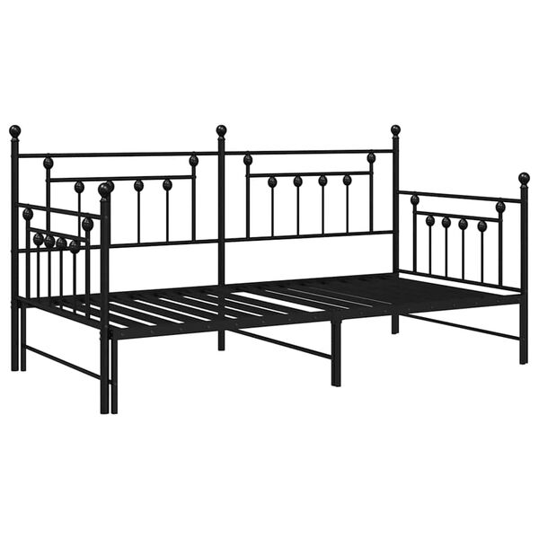 vidaXL Daybed Frame with Headboard Black Twin Steel