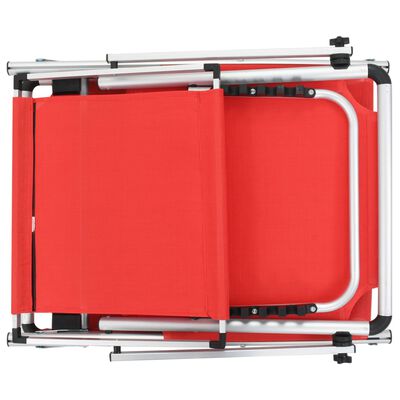 vidaXL Folding Sun Lounger with Roof Aluminum and Textilene Red