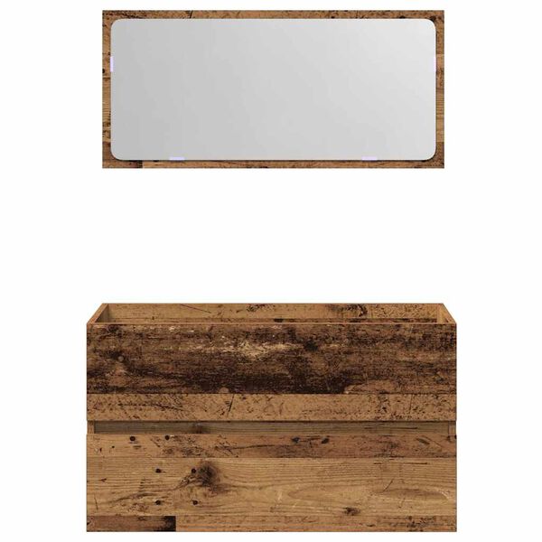 vidaXL Bathroom Cabinet With Mirror Old Wood Engineered Wood Medium